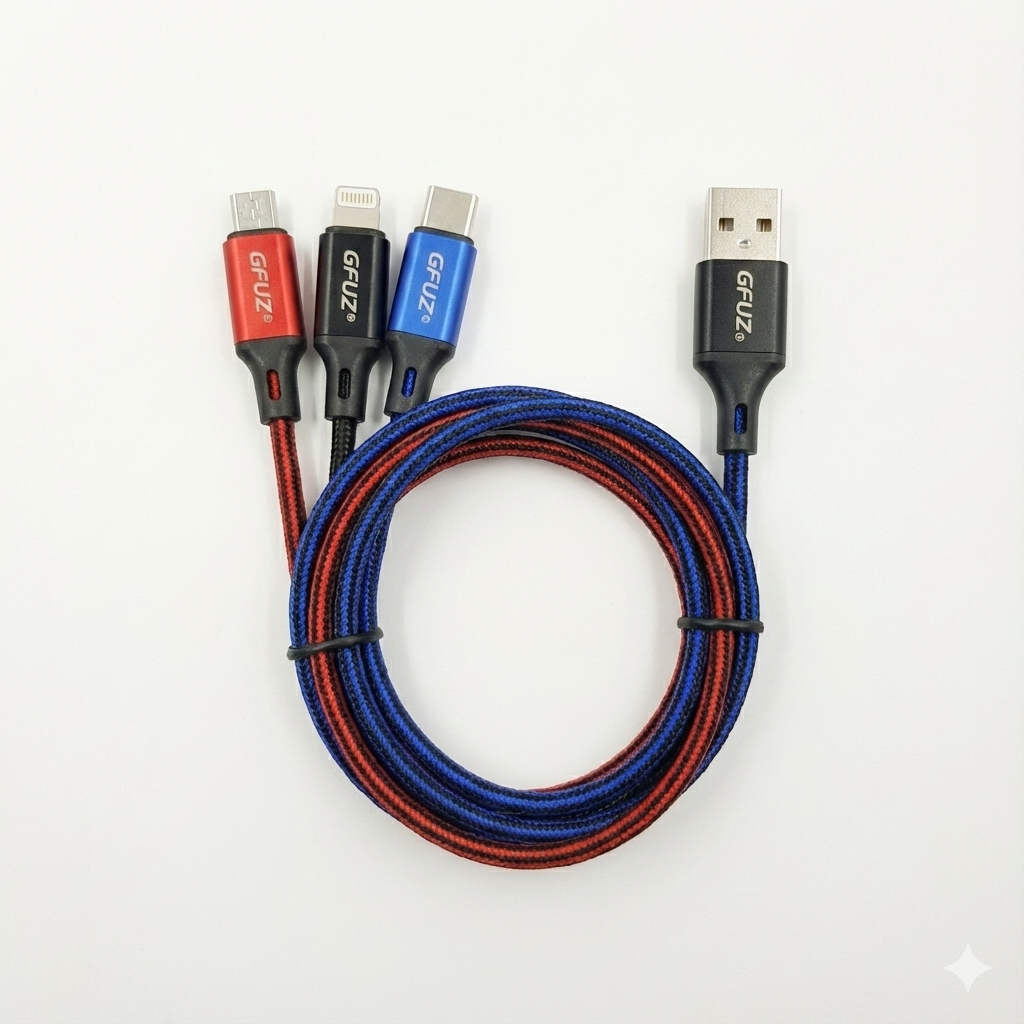 تصویر 2 از کابل گوشی 3 پورت V8 TC IP فست GFUZ مدل GB-05 اورجینال - سایرون