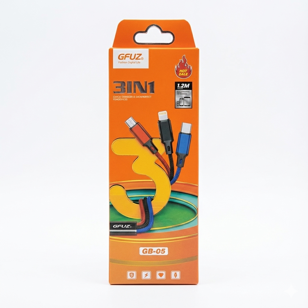 کابل گوشی 3 پورت V8 TC IP فست GFUZ مدل GB-05 اورجینال